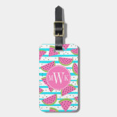 Neon Watermelon op Stripes Pattern Bagagelabel (Voorkant verticaal)