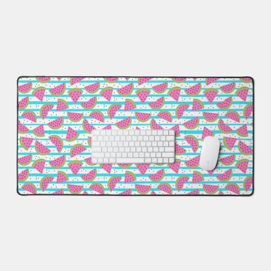Neon Watermelon op Stripes Pattern Bureaumat (Keyboard & Muis)