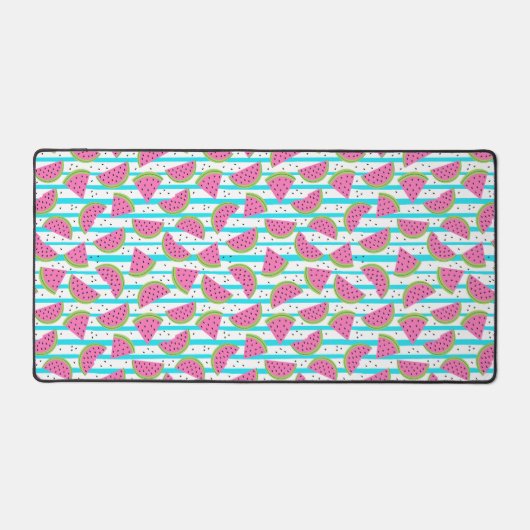 Neon Watermelon op Stripes Pattern Bureaumat (Voorkant)