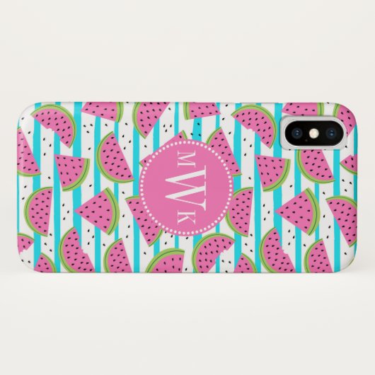 Neon Watermelon op Stripes Pattern Case-Mate iPhone Case (Achterkant (horizontaal))