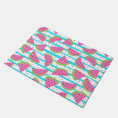 Neon Watermelon op Stripes Pattern Deurmat (Schuin)