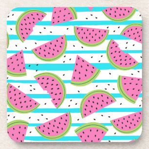 Neon Watermelon op Stripes Pattern Drankjes Onderzetter