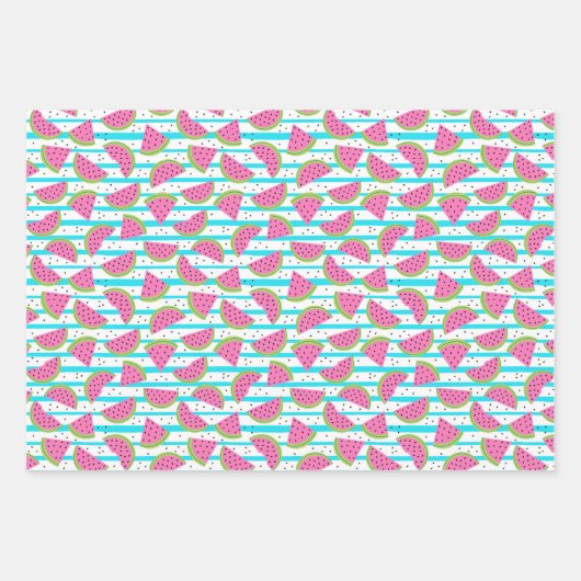 Neon Watermelon op Stripes Pattern Inpakpapier Vel (Voorkant)