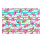 Neon Watermelon op Stripes Pattern Kussensloop (Achterkant-Rechts)