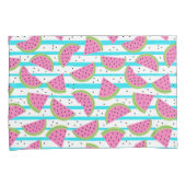 Neon Watermelon op Stripes Pattern Kussensloop (Voorkant-Rechts)