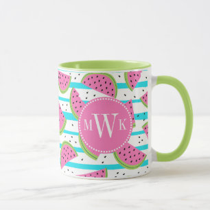 Neon Watermelon op Stripes Pattern Mok