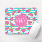 Neon Watermelon op Stripes Pattern Muismat (Met muis)