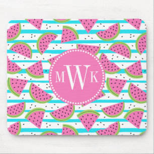 Neon Watermelon op Stripes Pattern Muismat