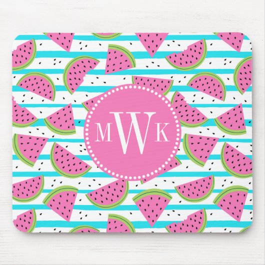 Neon Watermelon op Stripes Pattern Muismat (Voorkant)