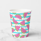 Neon Watermelon op Stripes Pattern Papieren Bekers (Voorkant)