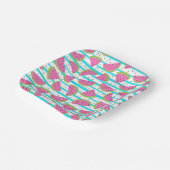 Neon Watermelon op Stripes Pattern Papieren Bordje (Gebogen)