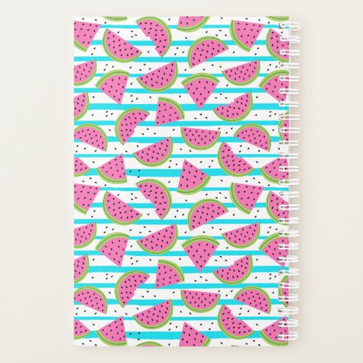 Neon Watermelon op Stripes Pattern Planner (Achterkant)
