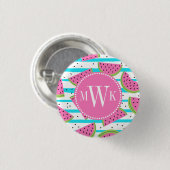Neon Watermelon op Stripes Pattern Ronde Button 3,2 Cm (Voorkant /achterkant)