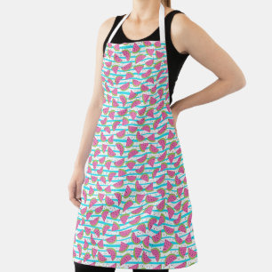 Neon Watermelon op Stripes Pattern Schort