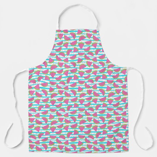 Neon Watermelon op Stripes Pattern Schort (Voorkant)
