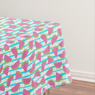 Neon Watermelon op Stripes Pattern Tafelkleed