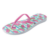 Neon Watermelon op Stripes Pattern Teenslippers (Schuin)
