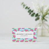 Neon Watermelon op Stripes Pattern Visitekaartje (Staand voorkant)