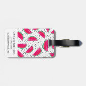 Neon Watermelon over het zaadpatroon Bagagelabel (Achterkant horizontaal)