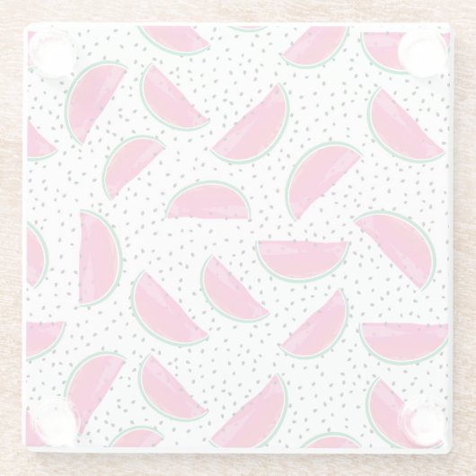 Neon Watermelon over het zaadpatroon Glazen Onderzetter (Achterkant)