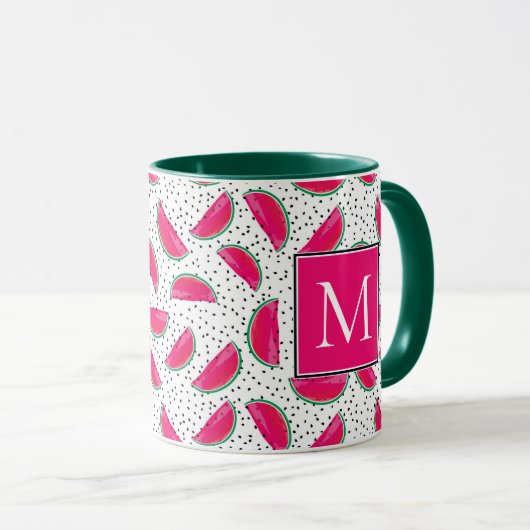 Neon Watermelon over het zaadpatroon Mok (Voorkant rechts)