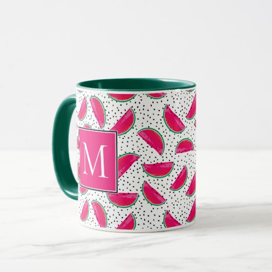 Neon Watermelon over het zaadpatroon Mok (Voorkant links)