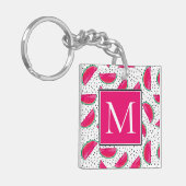 Neon Watermelon over het zaadpatroon Sleutelhanger (Voorkant Links)