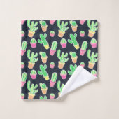 Neon Waterverf Cacti in Pots Pattern Bad Handdoek (Wasdoekje)