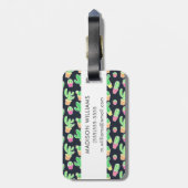 Neon Waterverf Cacti in Pots Pattern Bagagelabel (Achterkant verticaal)