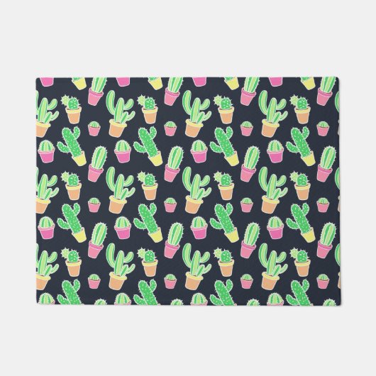 Neon Waterverf Cacti in Pots Pattern Deurmat (Voorkant)