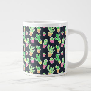 Neon Waterverf Cacti in Pots Pattern Extra Grote Beker