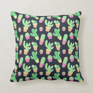Neon Waterverf Cacti in Pots Pattern Kussen