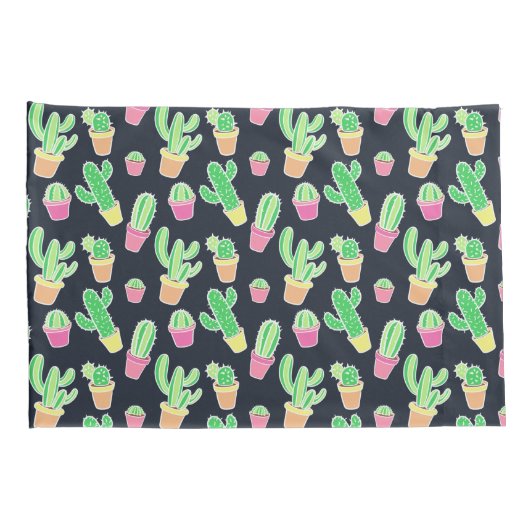 Neon Waterverf Cacti in Pots Pattern Kussensloop (Achterkant-Rechts)