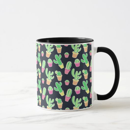 Neon Waterverf Cacti in Pots Pattern Mok (Rechts)