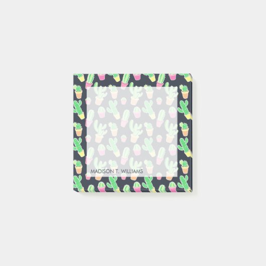 Neon Waterverf Cacti in Pots Pattern Post-it® Notes (Voorkant)