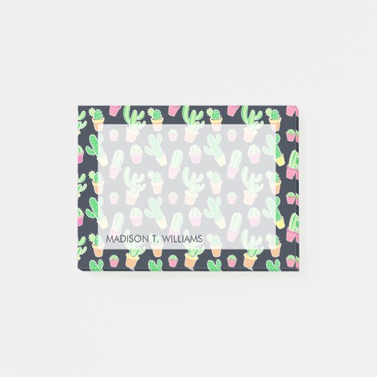 Neon Waterverf Cacti in Pots Pattern Post-it® Notes (Voorkant)