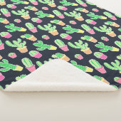 Neon Waterverf Cacti in Pots Pattern Sherpa Deken (3/4)