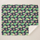 Neon Waterverf Cacti in Pots Pattern Sherpa Deken (Voorkant (horizontaal))