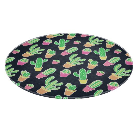 Neon Waterverf Cacti in Pots Pattern Snijplank (Hoek)