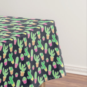 Neon Waterverf Cacti in Pots Pattern Tafelkleed