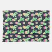 Neon Waterverf Cacti in Pots Pattern Theedoek (Horizontaal)