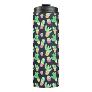 Neon Waterverf Cacti in Pots Pattern Thermosbeker
