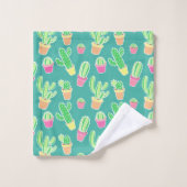 Neon Waterverf cactus in pottenpatroon Bad Handdoek (Wasdoekje)