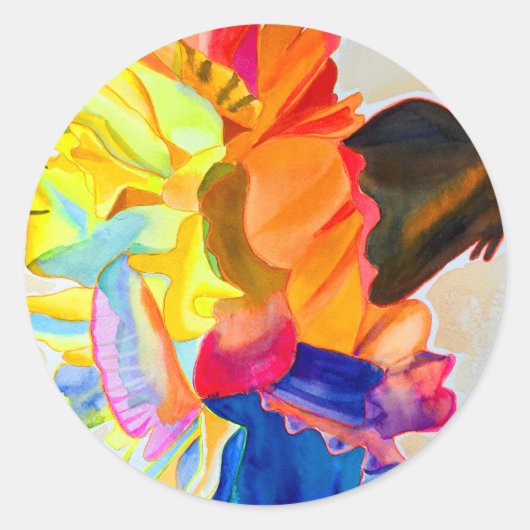 Neon waterverf ronde sticker (Voorkant)