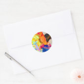 Neon waterverf ronde sticker (Envelop)