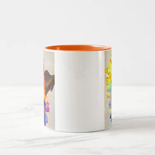 Neon waterverf tweekleurige koffiemok (Center)
