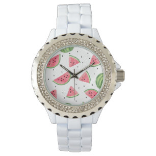 Neon Waterverf Watermeloenen Patroon Horloge