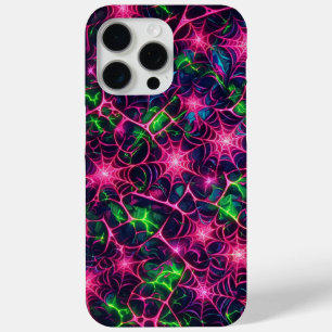 Neon web, spinnenwebpatroon, camouflage iPhone 15 pro max hoesje