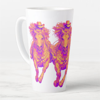 Neon Western Horse Cowgirl Art Latte Mok