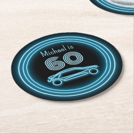 Neon Wheels - Car Racing - Masculine Theme Event Ronde Kartonnen Onderzetter